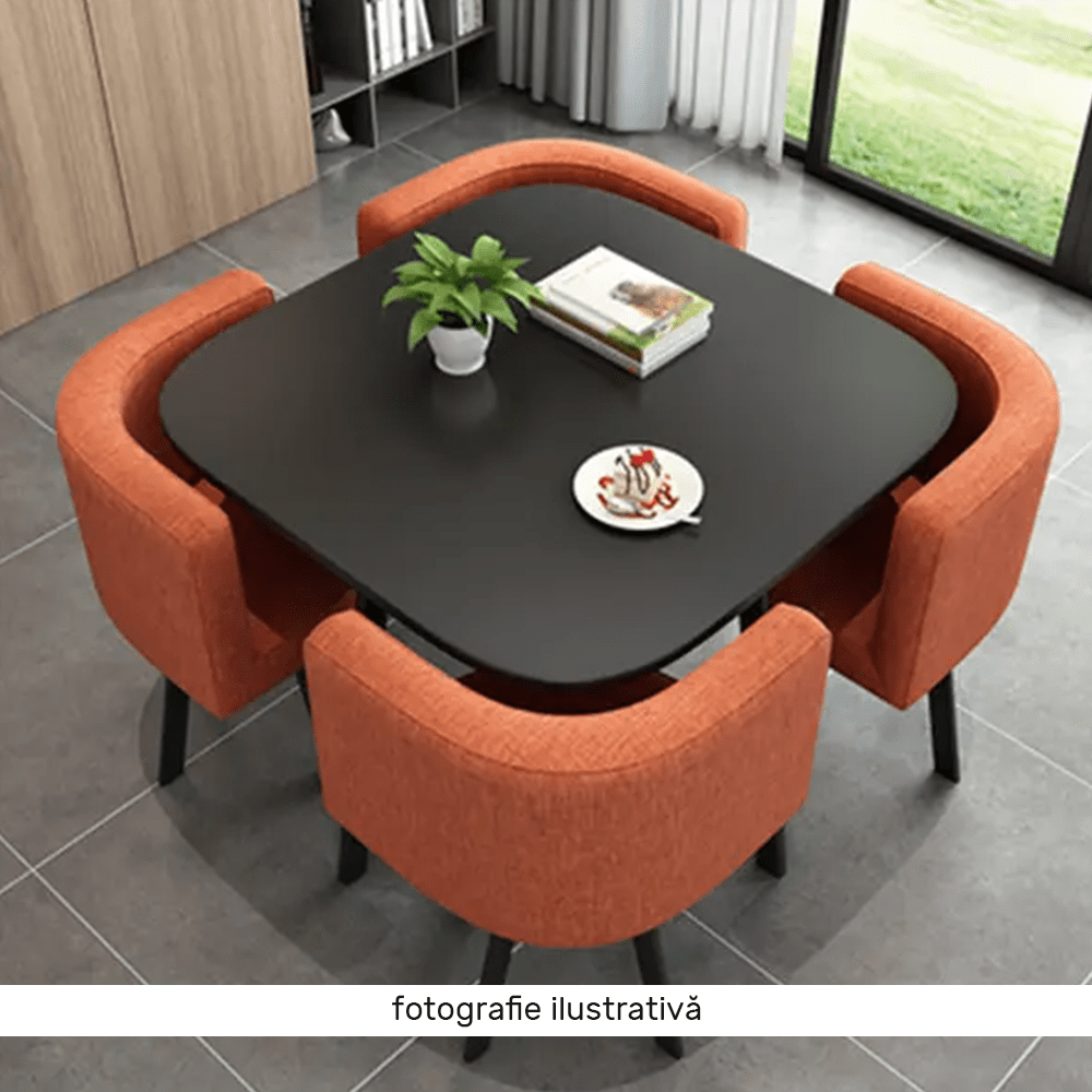 Set de mobilier dining 1+4, stejar/negru, BEVIS NEW — imaginea 2