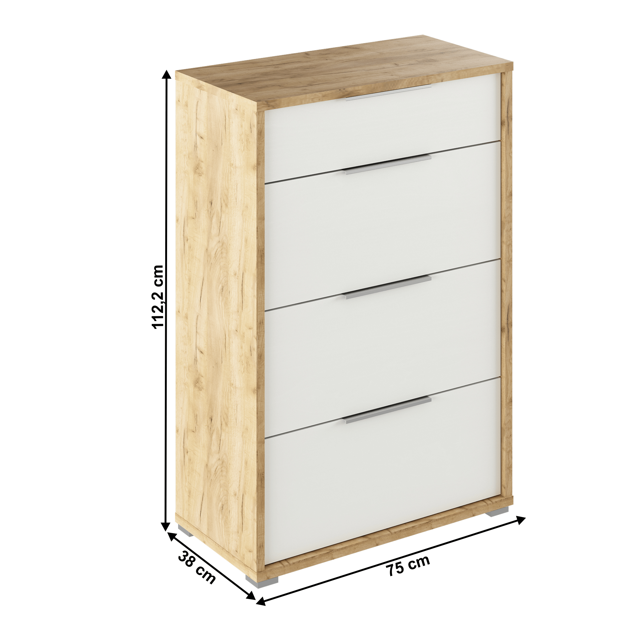 Comoda cu sertare, stejar artizan/alba, RIOMA TYP 22 — imaginea 3