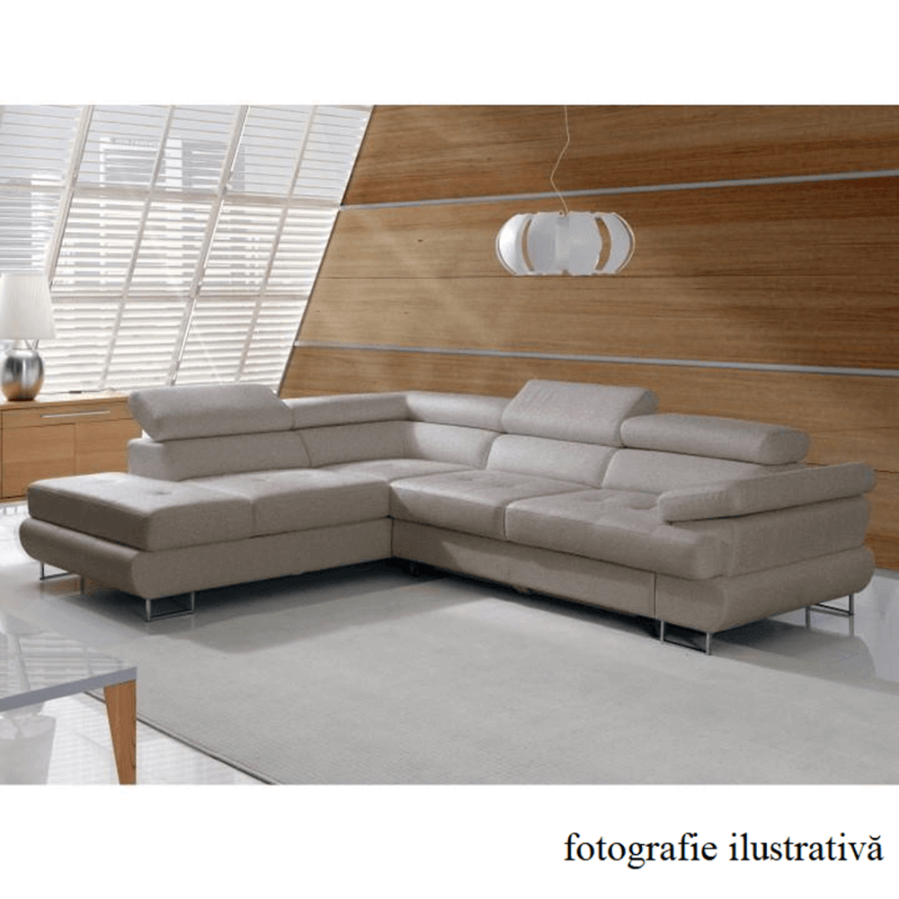 Set canapea cu spatiu de depozitare, maro deschis melanj, material textil, stanga, BUTON R — imaginea 3