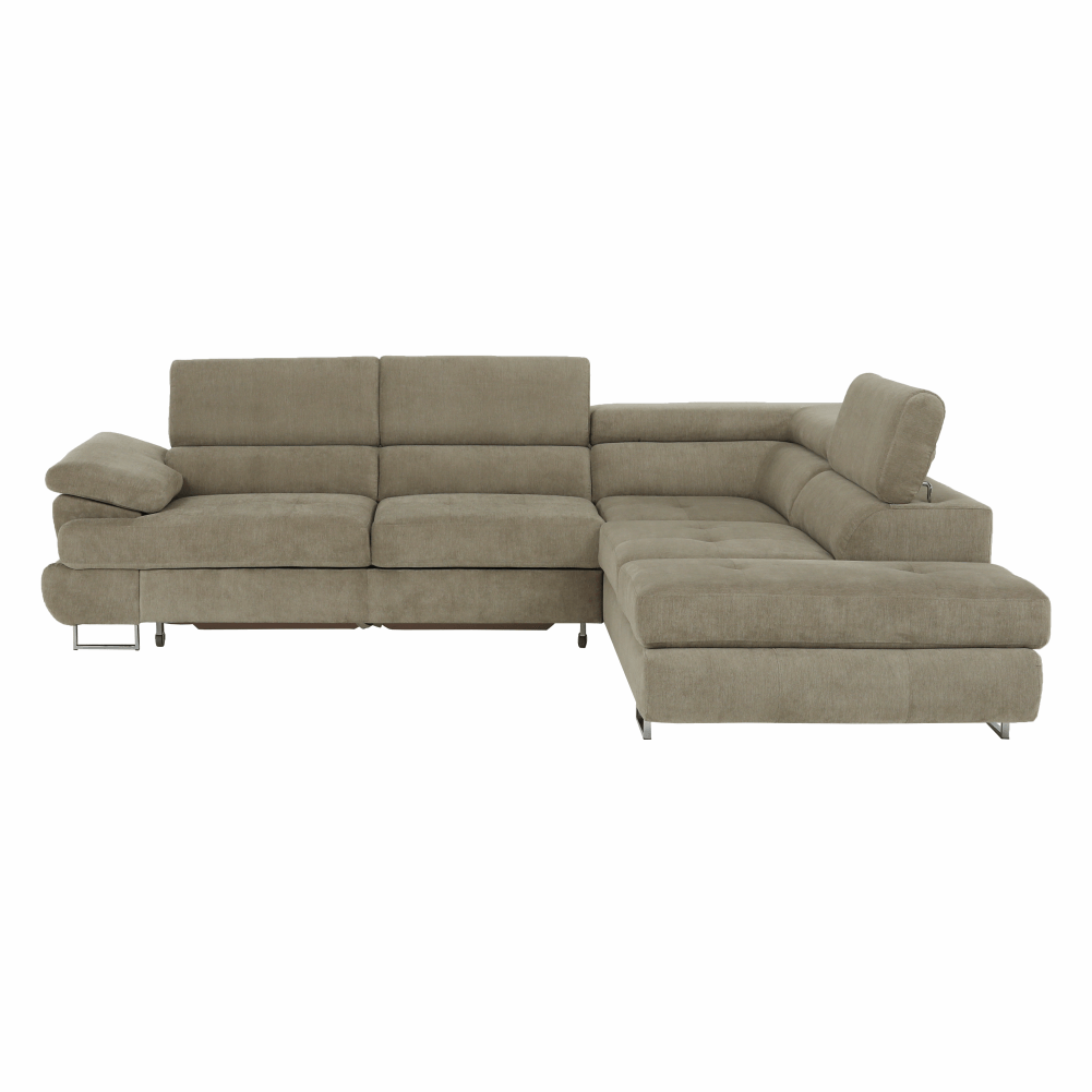 Set canapea cu spatiu de depozitare, maro deschis melanj, material textil, dreapta, BUTON R — imaginea 3