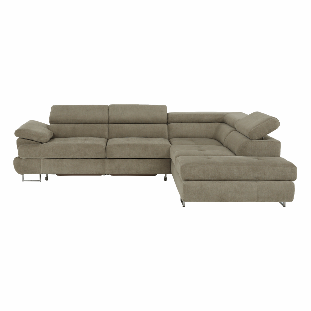 Set canapea cu spatiu de depozitare, maro deschis melanj, material textil, dreapta, BUTON R — imaginea 4
