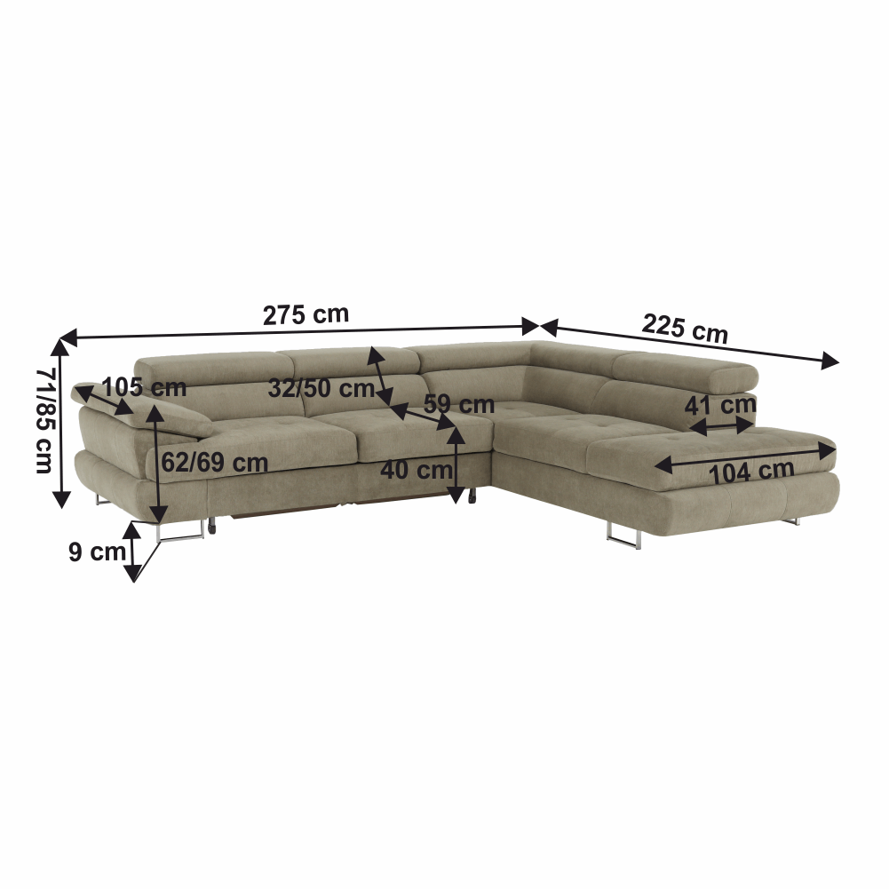 Set canapea cu spatiu de depozitare, maro deschis melanj, material textil, dreapta, BUTON R — imaginea 10