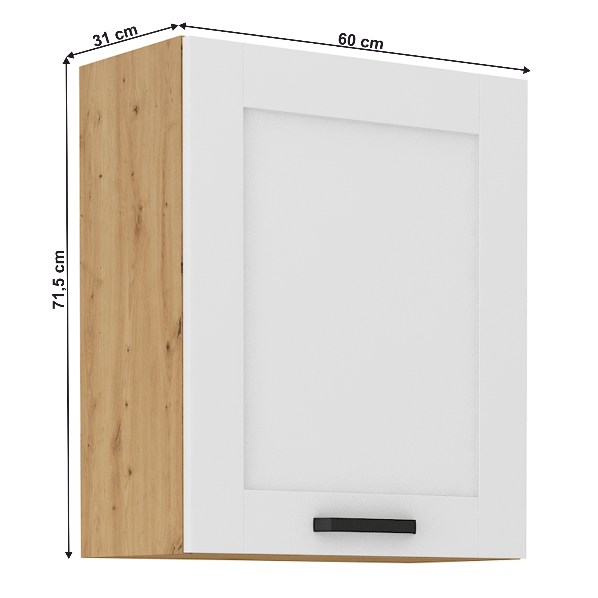 Dulap superior, alb/stejar artizan, LULA 60 G-72 1F — imaginea 13