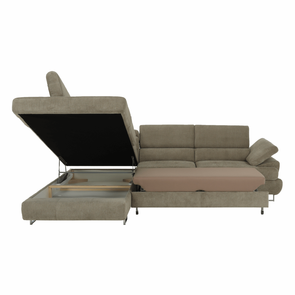 Set canapea cu spatiu de depozitare, maro deschis melanj, material textil, stanga, BUTON R — imaginea 10