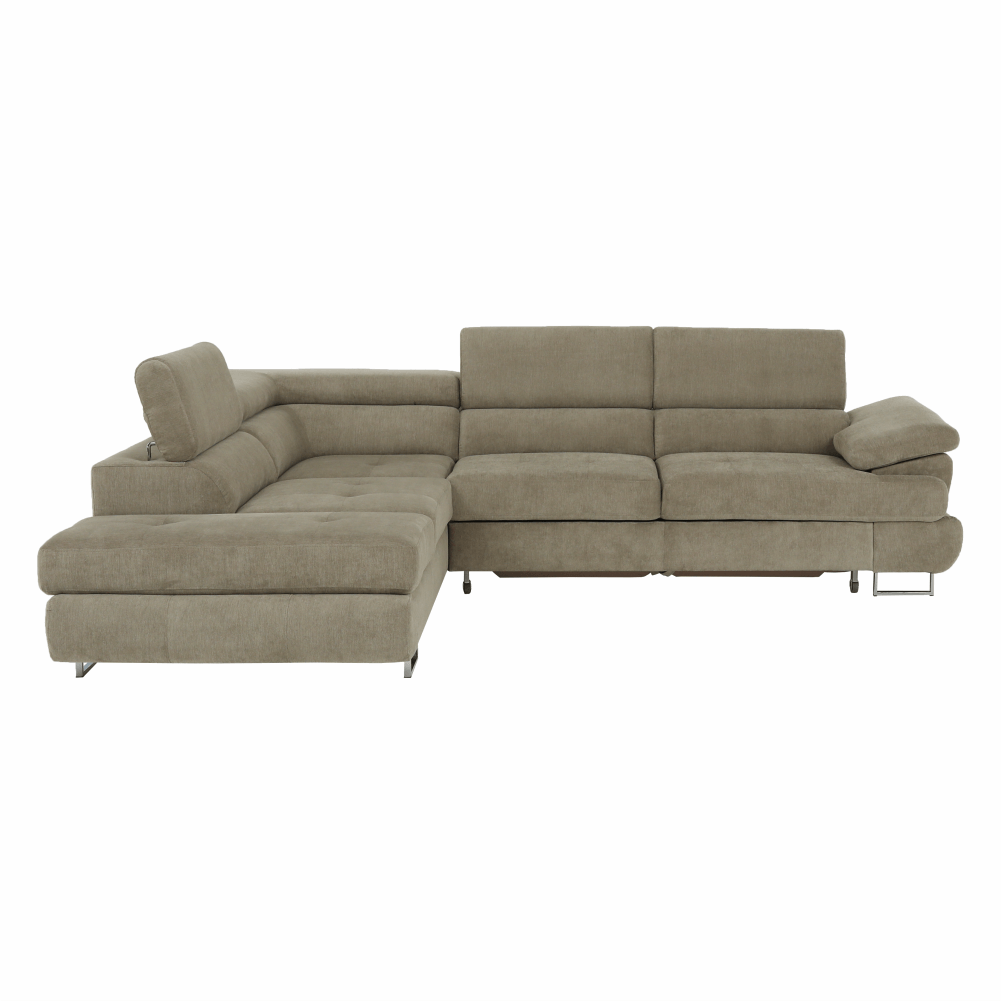 Set canapea cu spatiu de depozitare, maro deschis melanj, material textil, stanga, BUTON R — imaginea 12