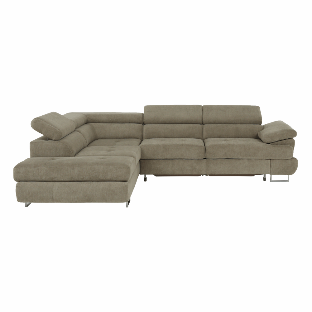 Set canapea cu spatiu de depozitare, maro deschis melanj, material textil, stanga, BUTON R — imaginea 13