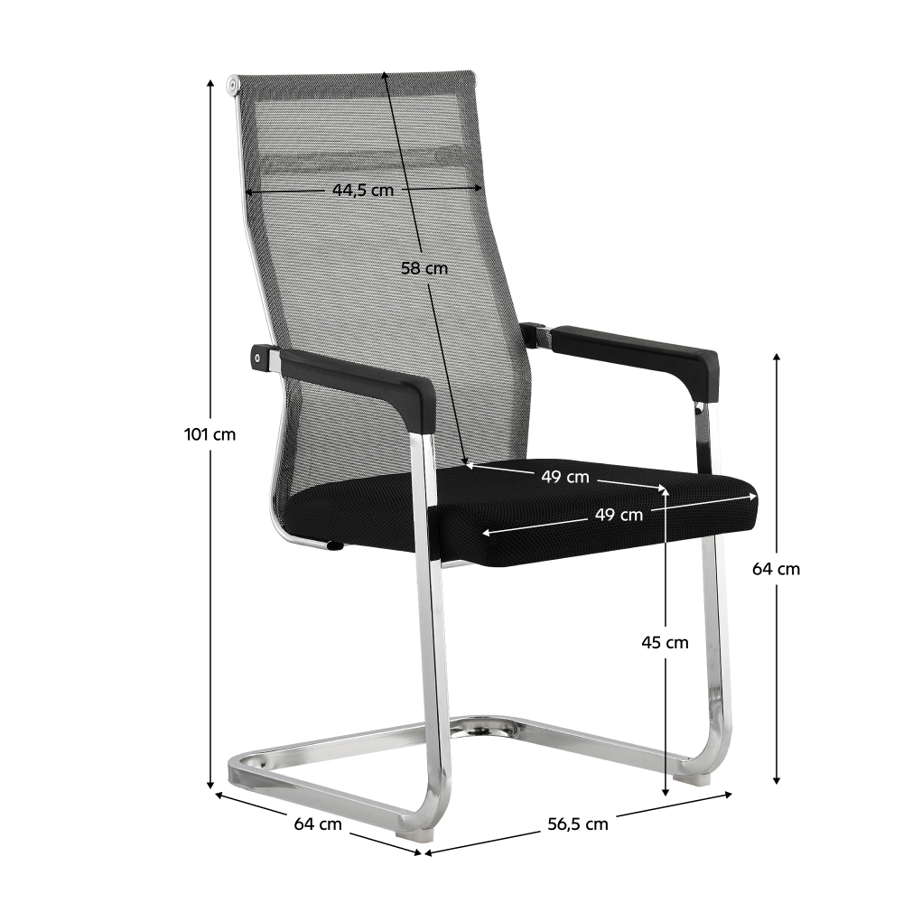 Scaun conferinta, gri/negru, RIMALA NEW — imaginea 2