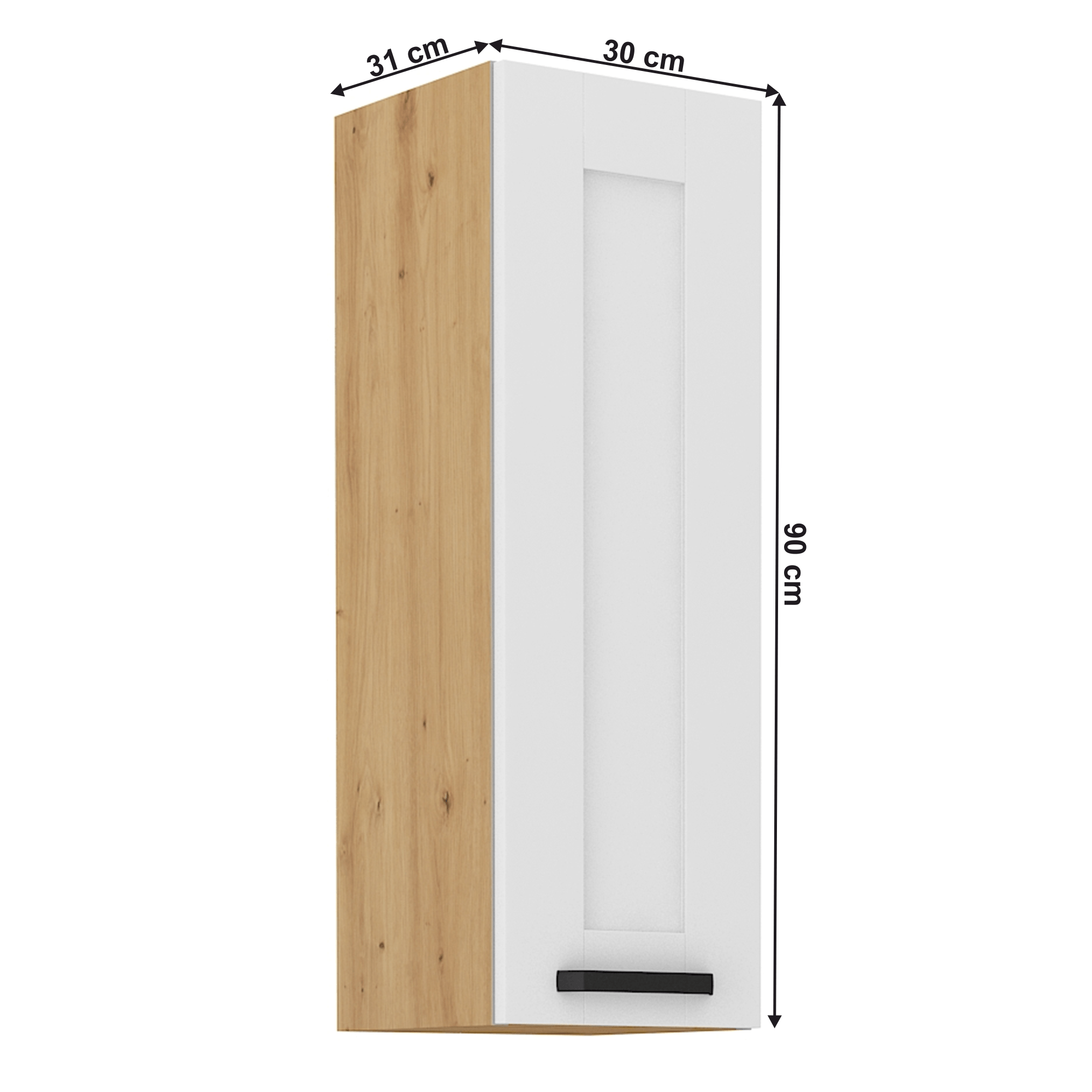 Dulap superior, alb/stejar artizan, LULA 30 G-90 1F — imaginea 12