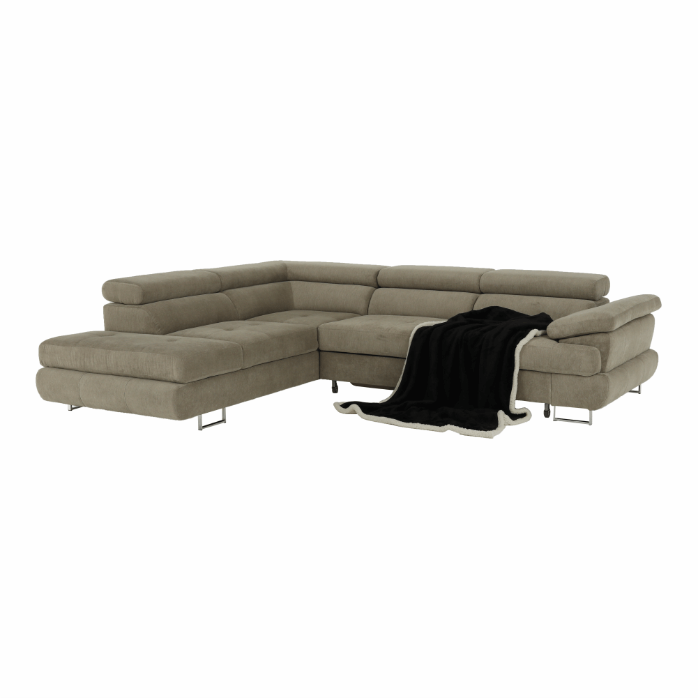 Set canapea cu spatiu de depozitare, maro deschis melanj, material textil, stanga, BUTON R — imaginea 20