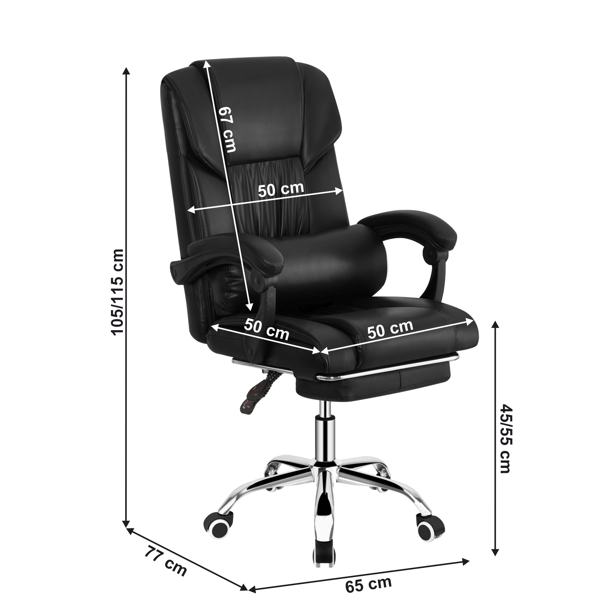 Scaun de birou, piele eco neagra, ARNAUD 2 NEW — imaginea 8