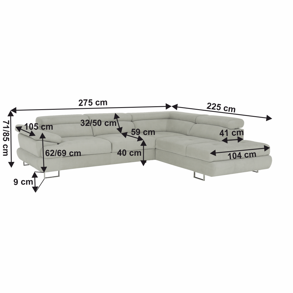 Set canapea, gri deschis, material textil, dreapta, BUTON P — imaginea 17