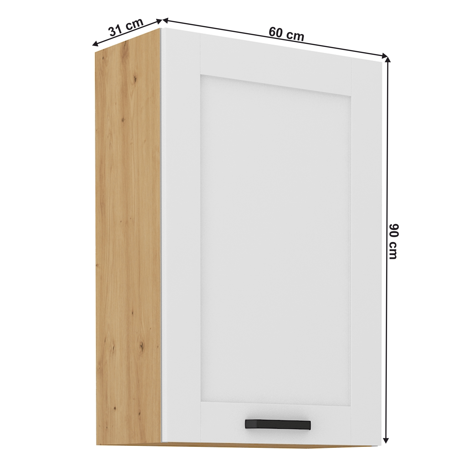 Dulap superior, alb/stejar artizan, LULA 60 G-90 1F — imaginea 14