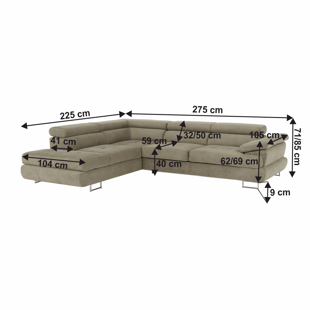 Set canapea, maro deschis melanj, material textil, stanga, BUTON P — imaginea 17