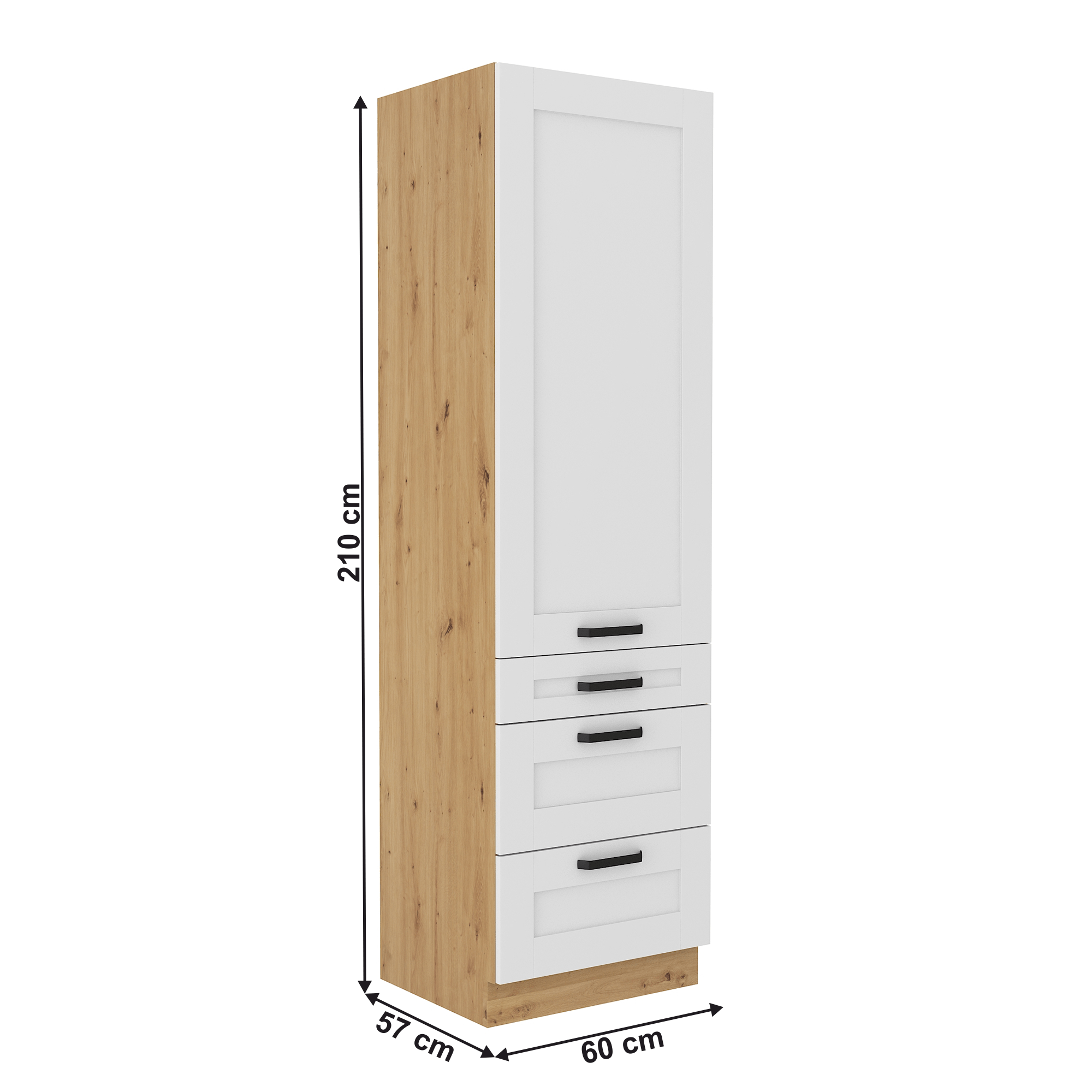 Dulap inalt, alb/stejar artizan, LULA 60 DKS-210 3S 1F — imaginea 14