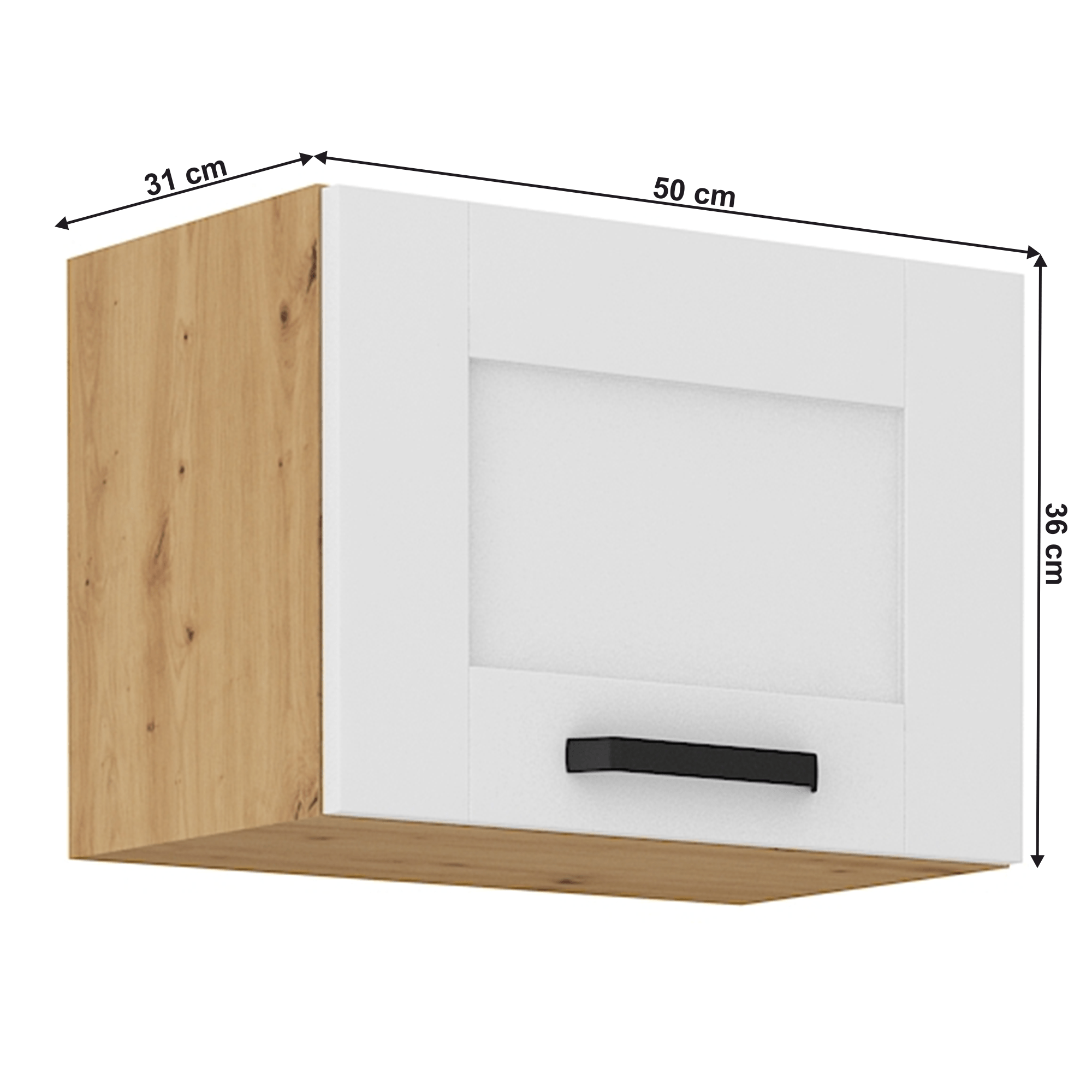 Dulap superior, alb/stejar artizan, LULA 50 GU-36 1F — imaginea 9
