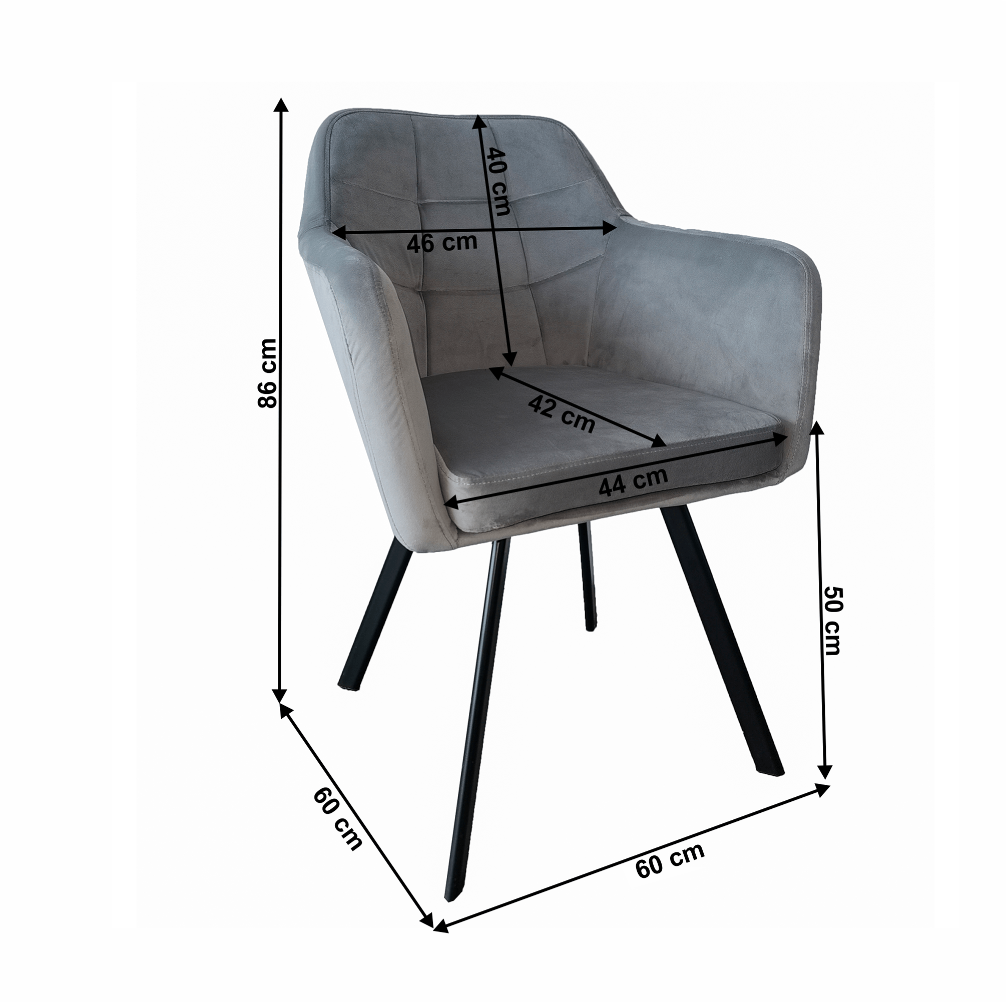 Fotoliu, material de catifea gri/negru, ZERON NEW — imaginea 2