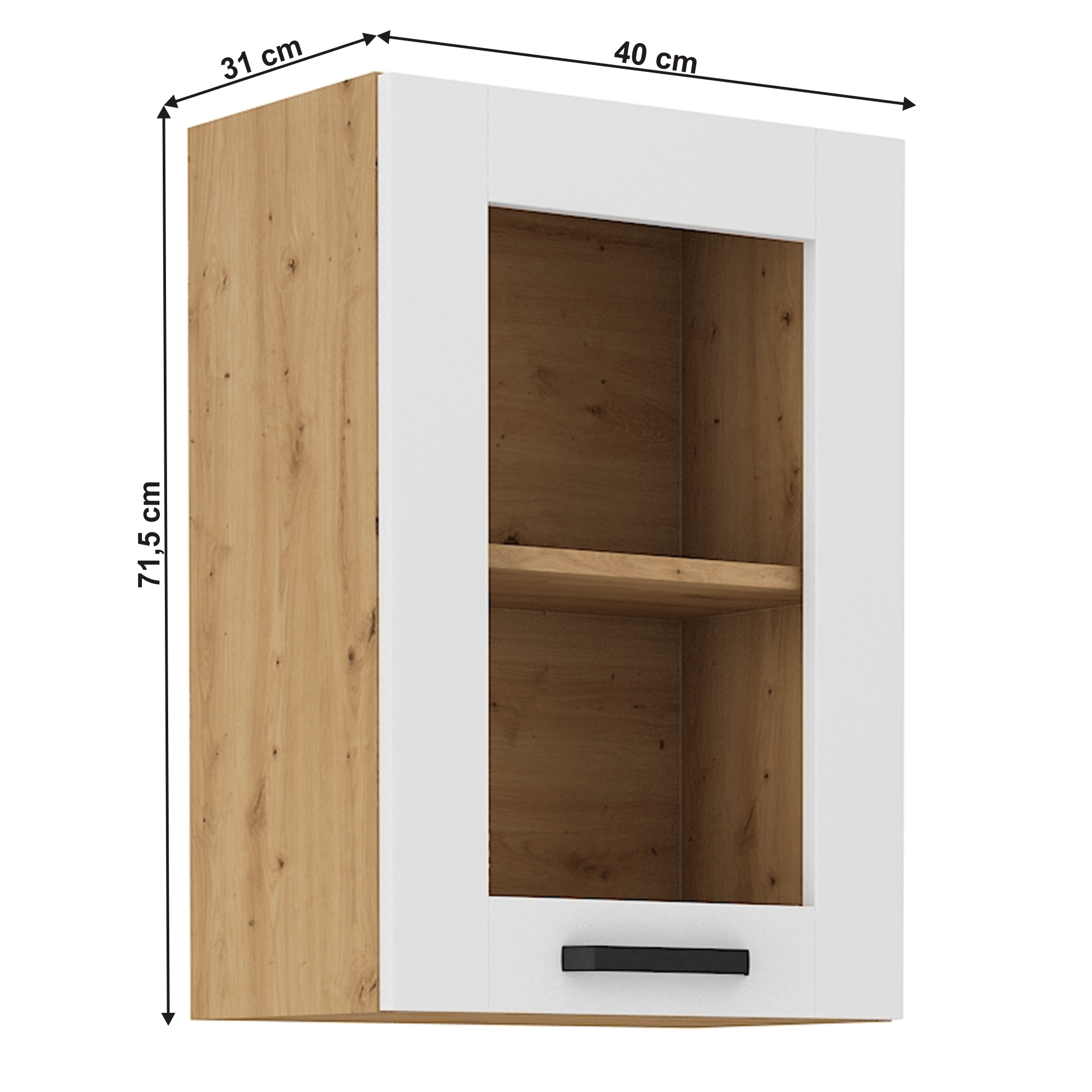 Dulap superior, alb/stejar artizan, LULA 40 GS-72 1F — imaginea 11