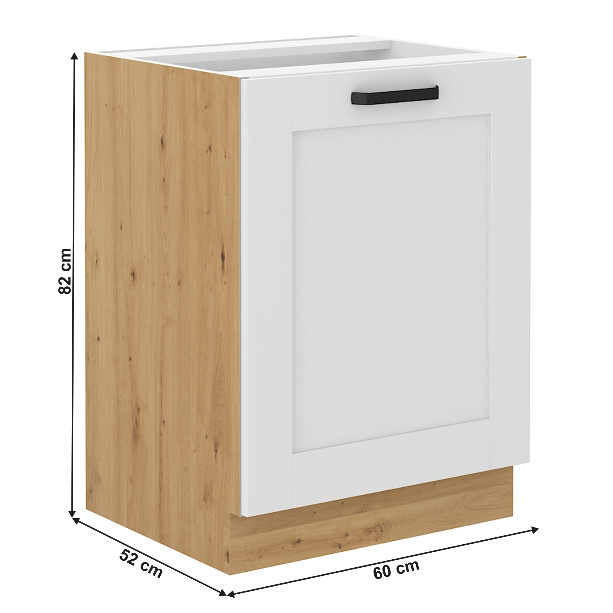 Dulap inferior, alb/stejar artizan, LULA 60 D 1F BB — imaginea 4