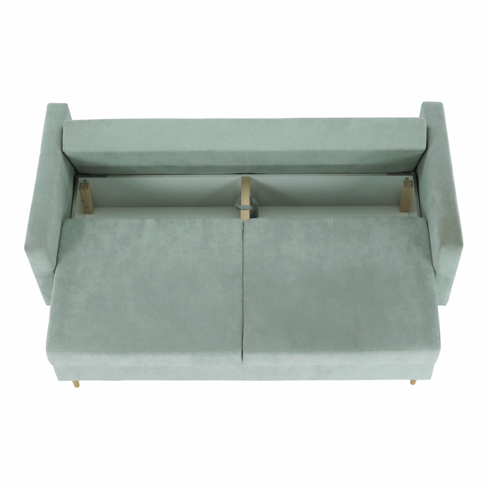 Canapea extensibila, verde menta textil Queens, AURELIA — imaginea 2