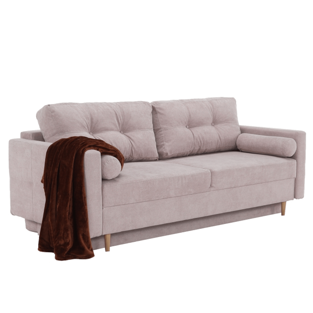 Canapea extensibila, roz antic textil Queens, AURELIA — imaginea 2