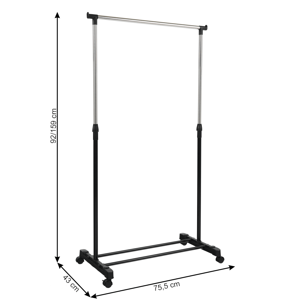 Cuier mobil, inox/plastic negru, DOLFO NEW — imaginea 4