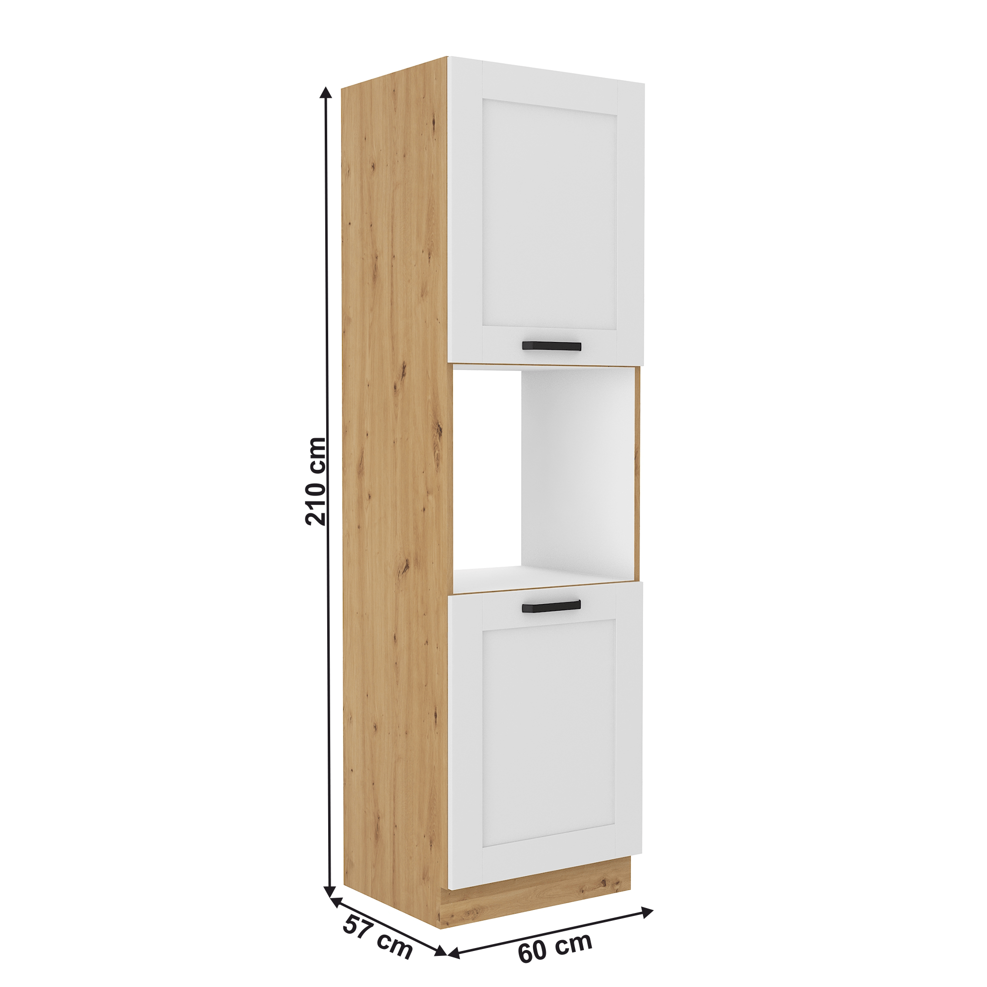 Dulap inalt pentru cuptor incorporabil, alb/stejar artizan, LULA 60 DP-210 2F — imaginea 14