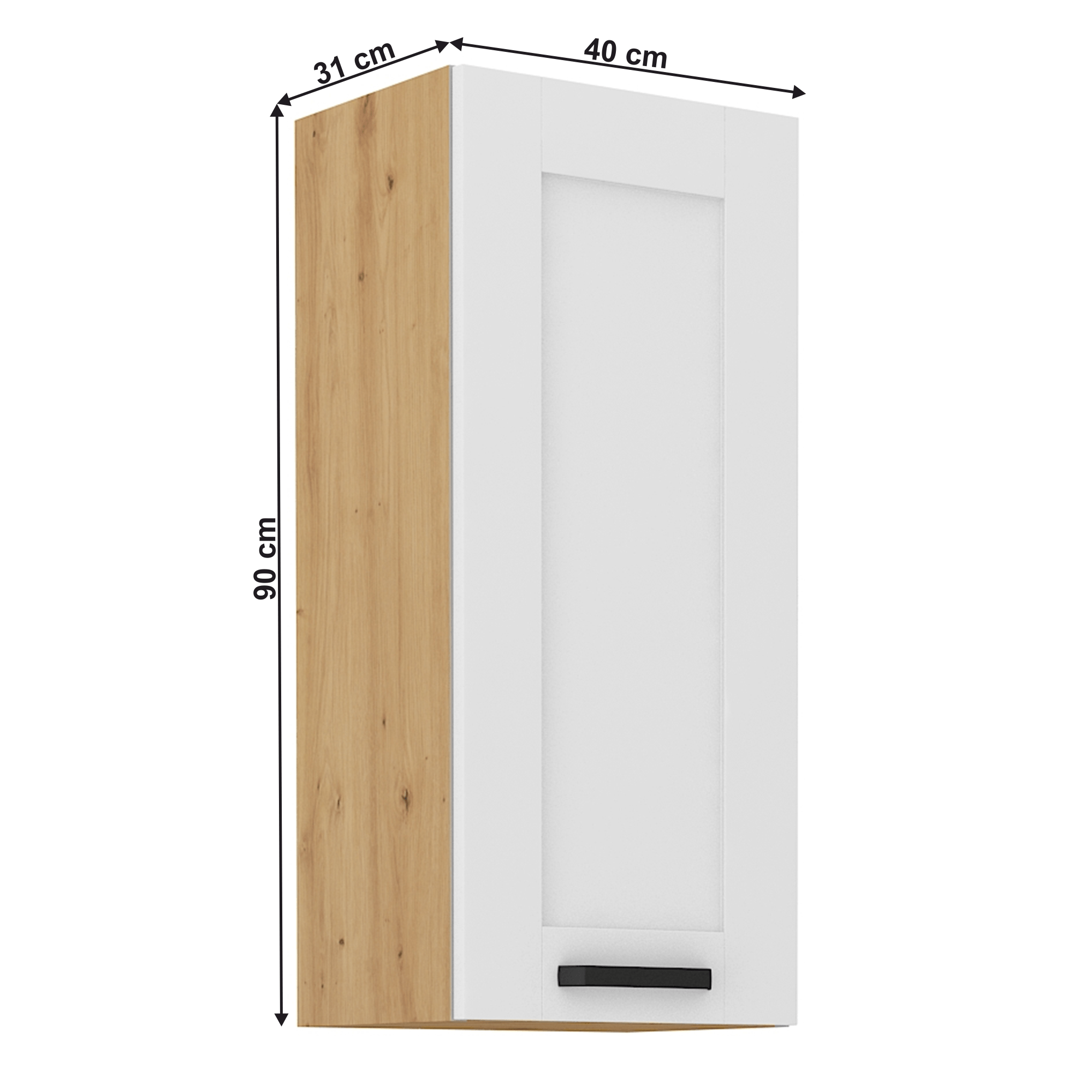 Dulap superior, alb/stejar artizan, LULA 40 G-90 1F — imaginea 7