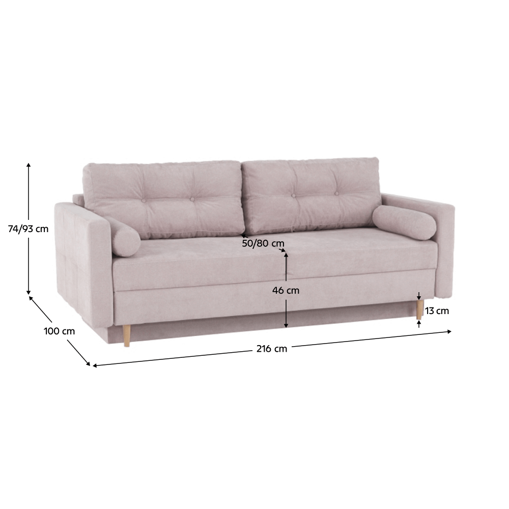 Canapea extensibila, roz antic textil Queens, AURELIA — imaginea 13