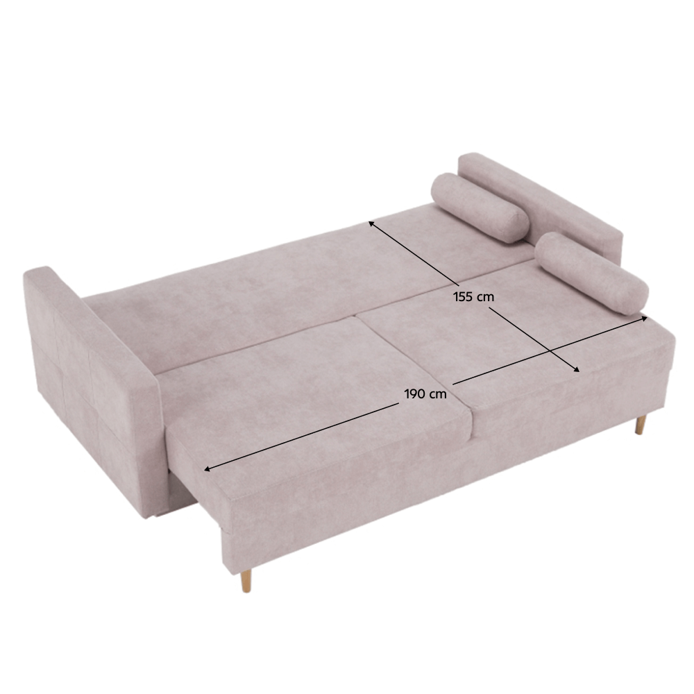 Canapea extensibila, roz antic textil Queens, AURELIA — imaginea 14