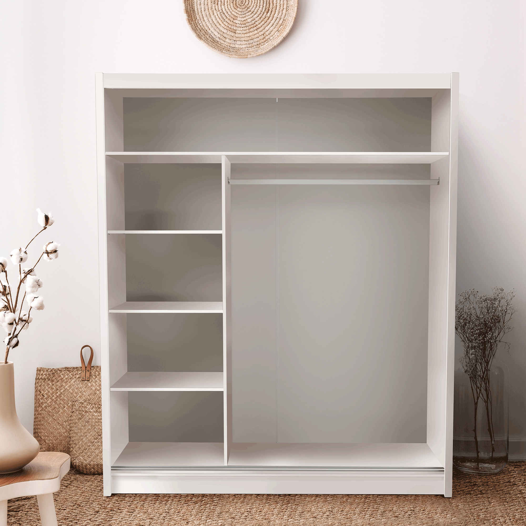 Dulap cu usi glisante, alb, 180x215, LOW — imaginea 2
