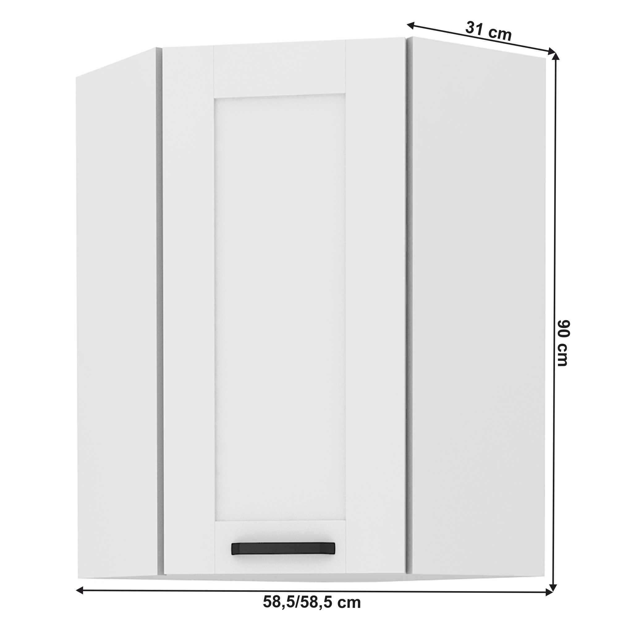 Dulap superior, de colt, alb, LULA 58x58 GN-90 1F — imaginea 15