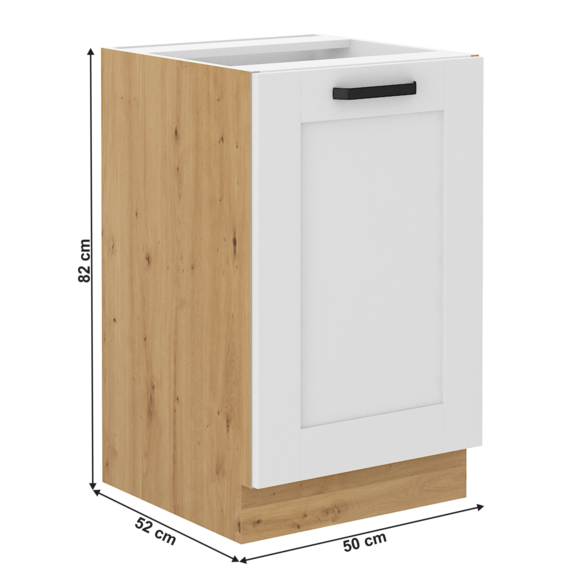 Dulap pentru chiuveta, alb/stejar artizan, LULA 50 ZL 1F BB — imaginea 14