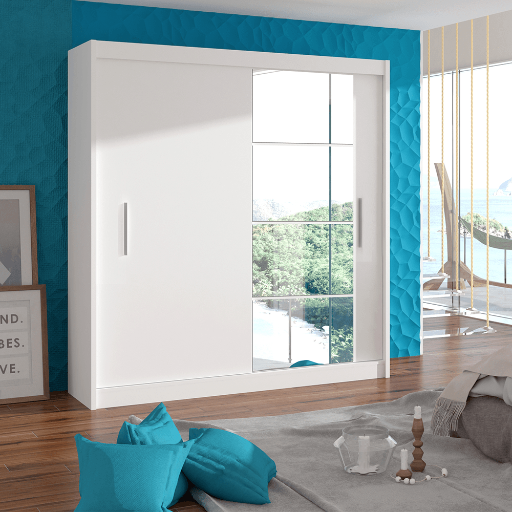 Dulap cu usi glisante, alb, 180x215, LOW — imaginea 4