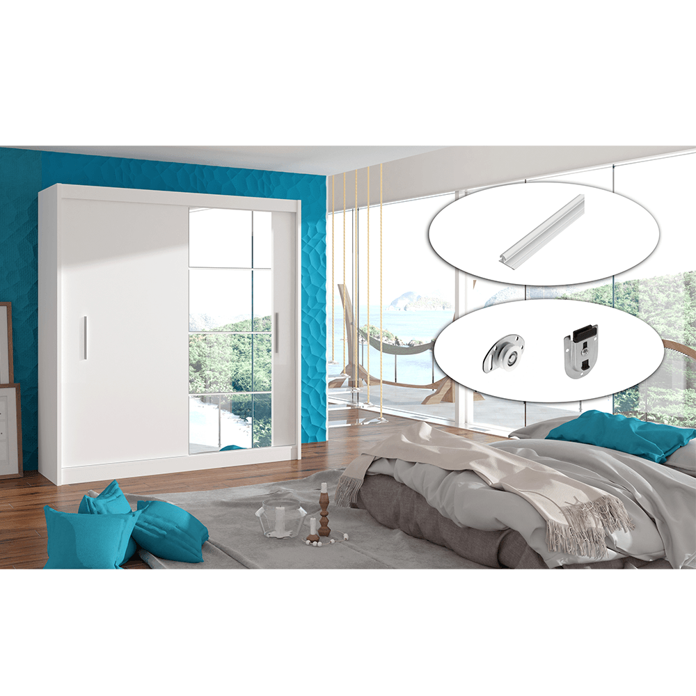 Dulap cu usi glisante, alb, 180x215, LOW — imaginea 5