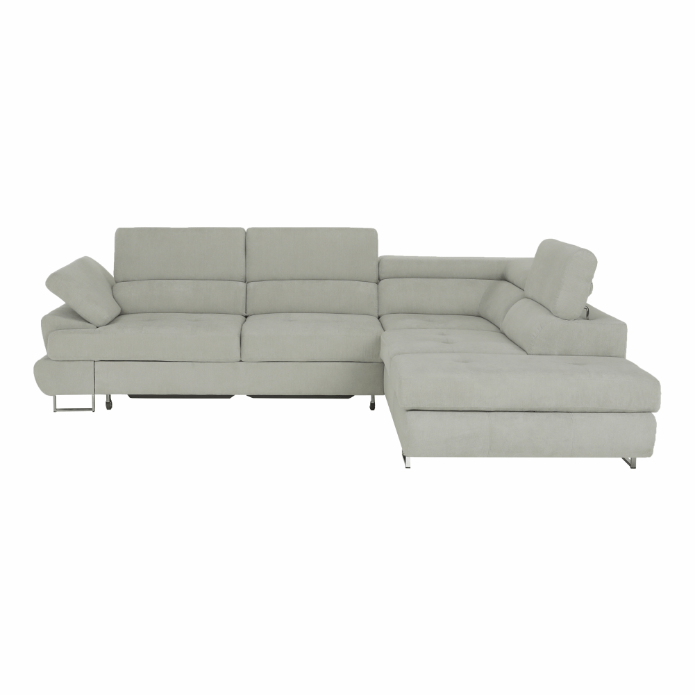 Set canapea cu spatiu de depozitare, gri deschis, material textil, dreapta, BUTON R — imaginea 3