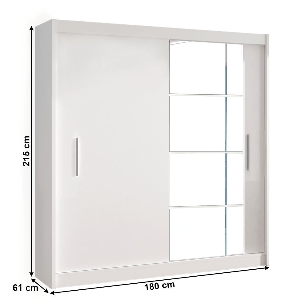 Dulap cu usi glisante, alb, 180x215, LOW — imaginea 6