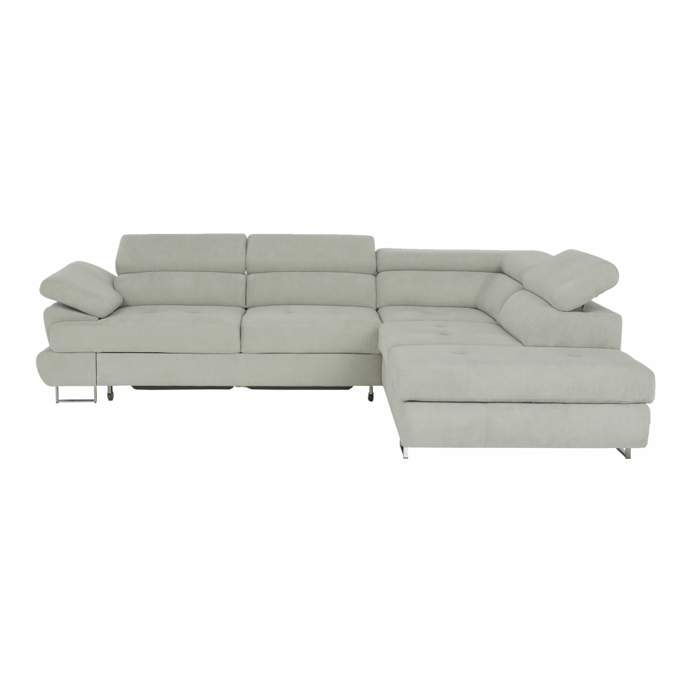 Set canapea cu spatiu de depozitare, gri deschis, material textil, dreapta, BUTON R — imaginea 4
