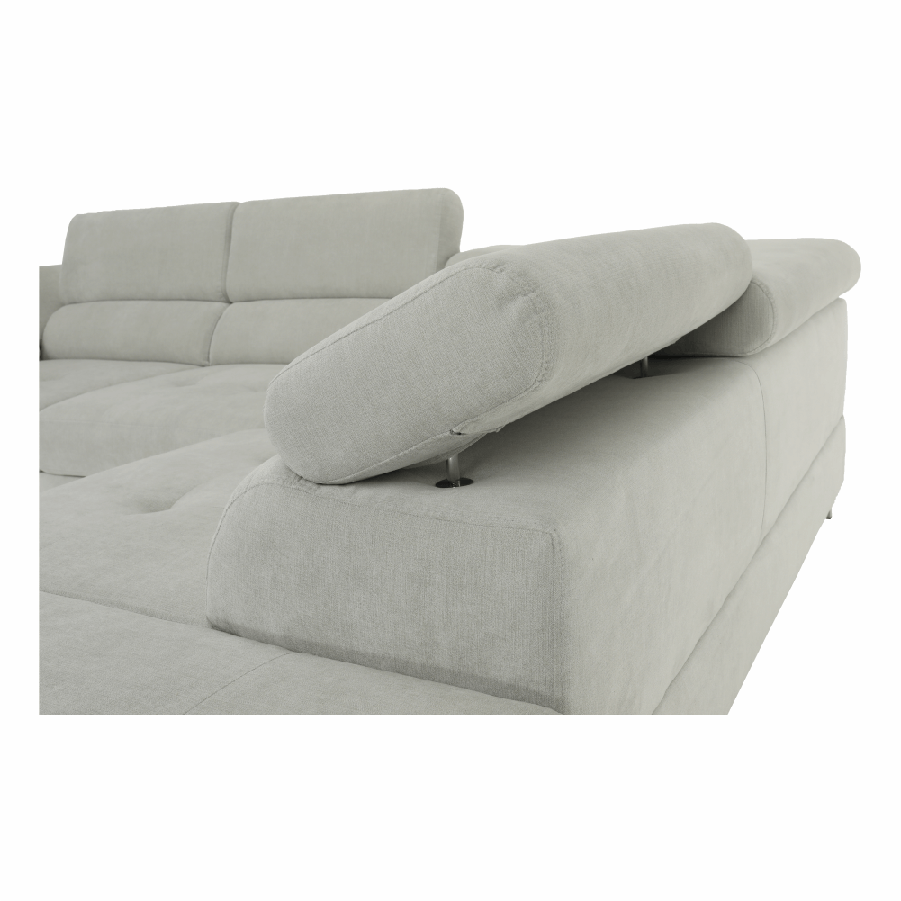 Set canapea cu spatiu de depozitare, gri deschis, material textil, dreapta, BUTON R — imaginea 20