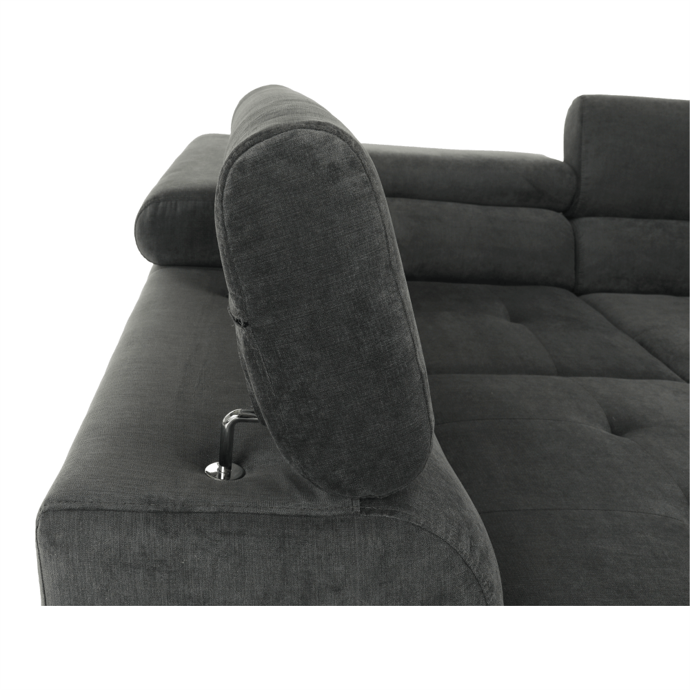 Set canapea cu spatiu de depozitare, gri, material textil, stanga, BUTON R — imaginea 4