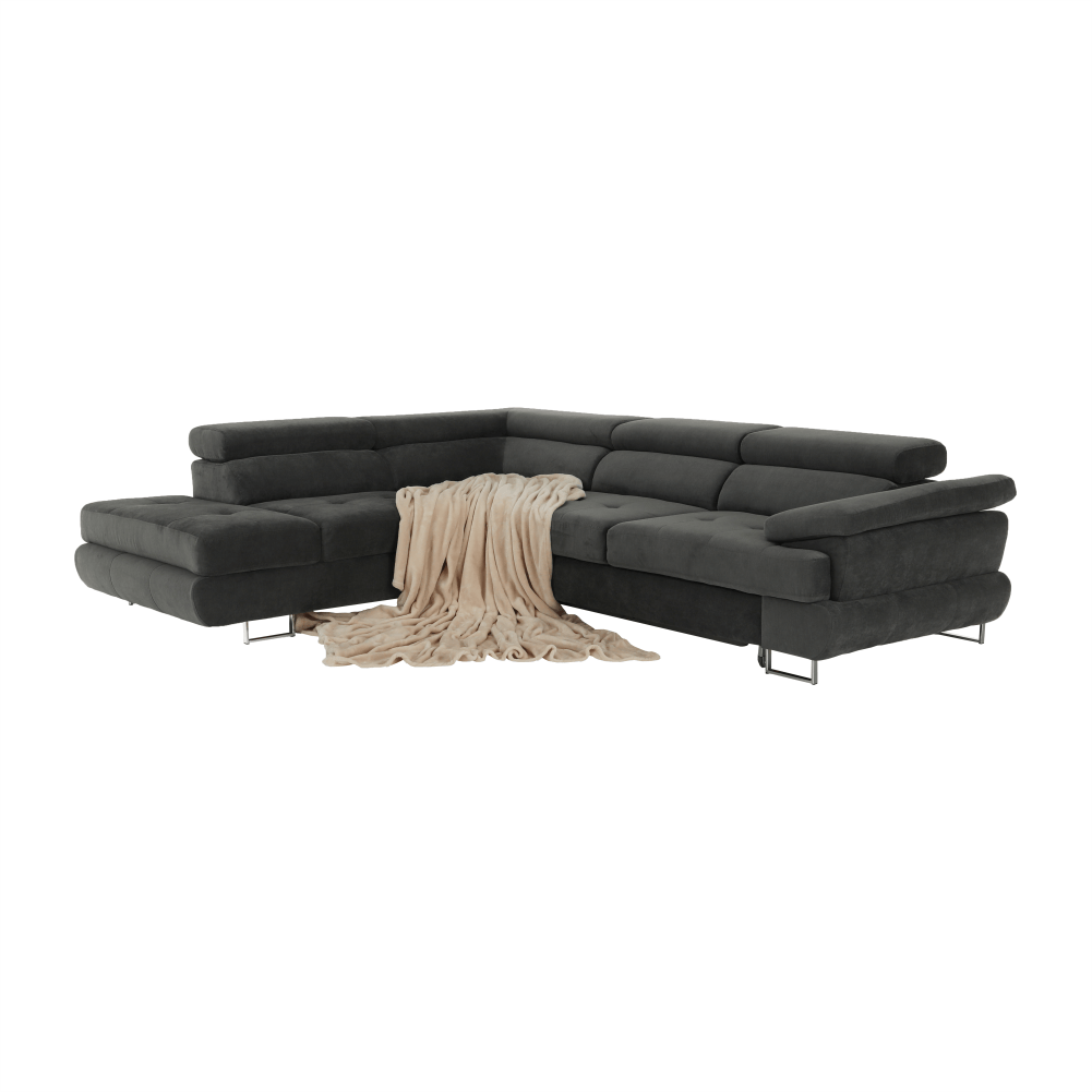 Set canapea cu spatiu de depozitare, gri, material textil, stanga, BUTON R — imaginea 9