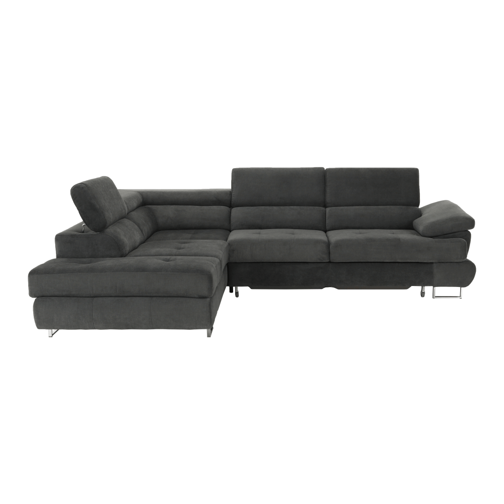 Set canapea cu spatiu de depozitare, gri, material textil, stanga, BUTON R — imaginea 11