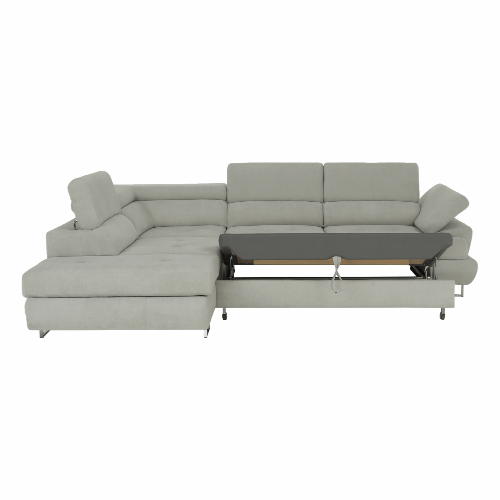 Set canapea cu spatiu de depozitare, gri deschis, material textil, stanga, BUTON R — imaginea 17