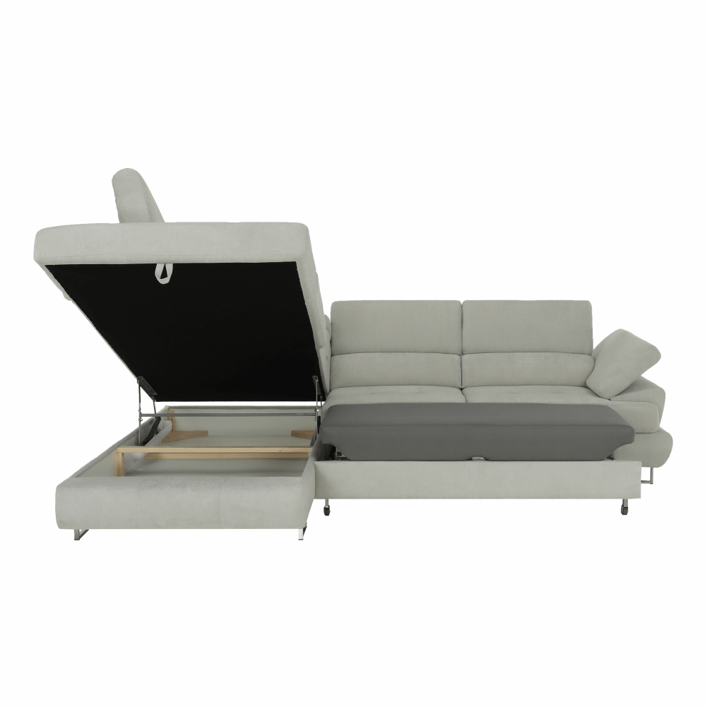 Set canapea cu spatiu de depozitare, gri deschis, material textil, stanga, BUTON R — imaginea 18