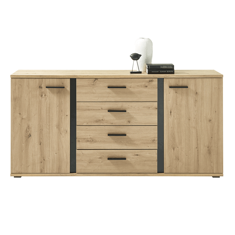 Comoda, stejar artizan / negru, KANODE — imaginea 2