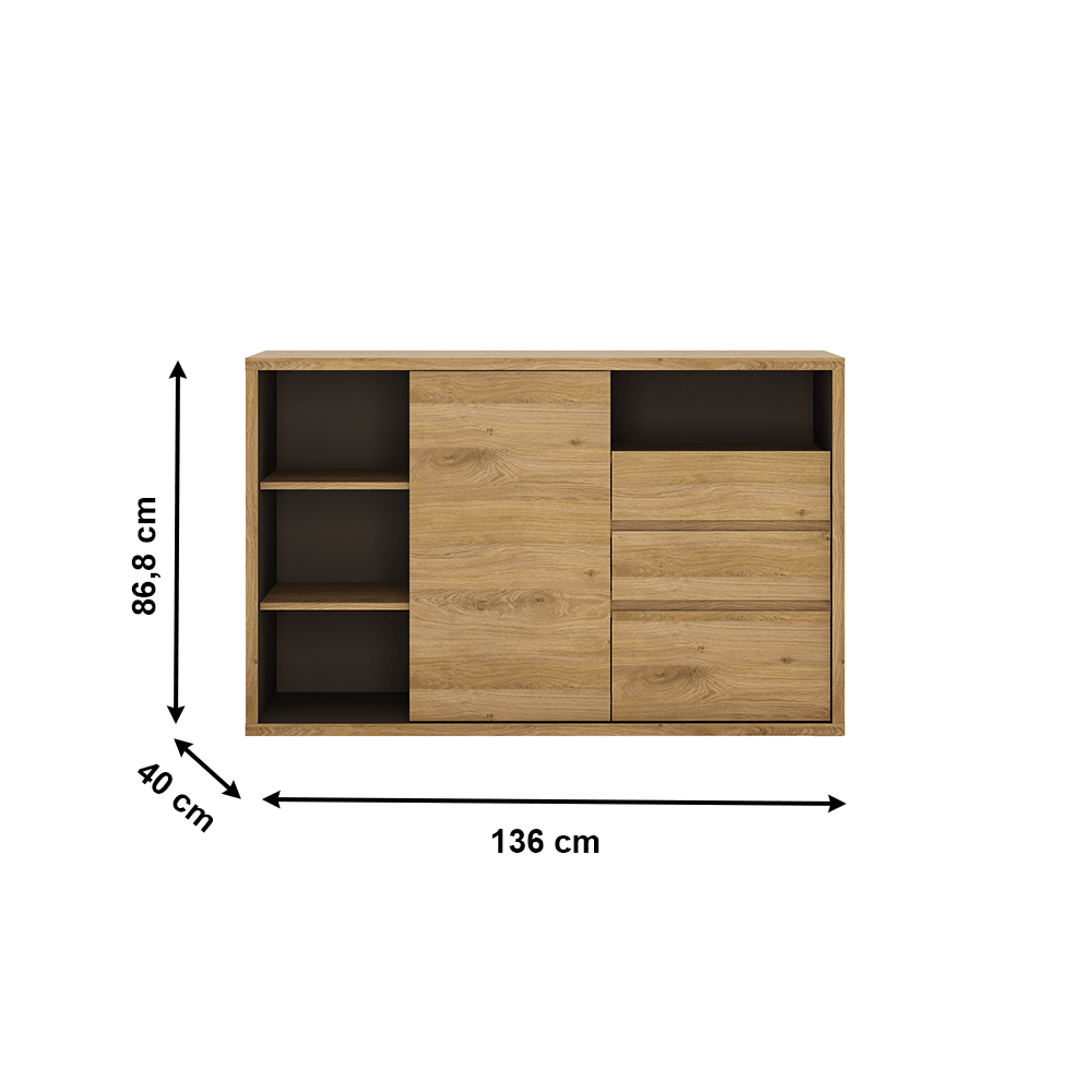 Comoda, stejar shetland, SHELDON TIP 43 — imaginea 4