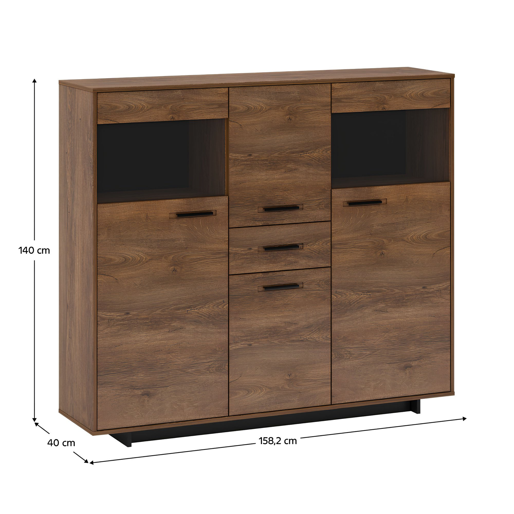 Comoda, stejar bolzano / negru, DELIS K — imaginea 3