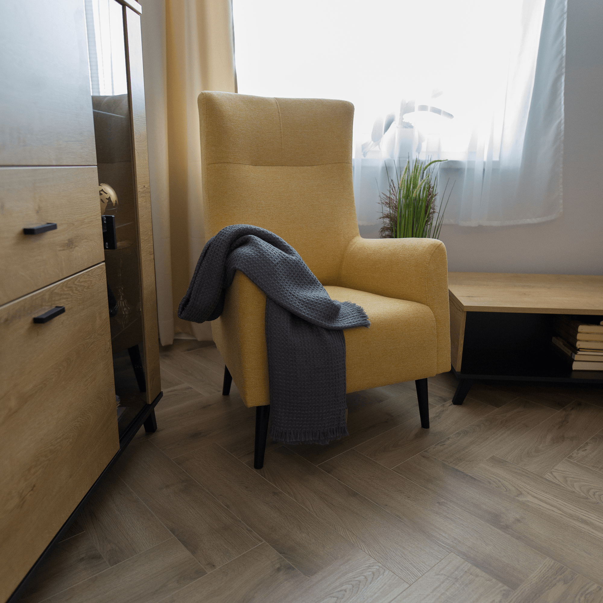 Fotoliu cu urechi, galben/ negru, SAMY — imaginea 17