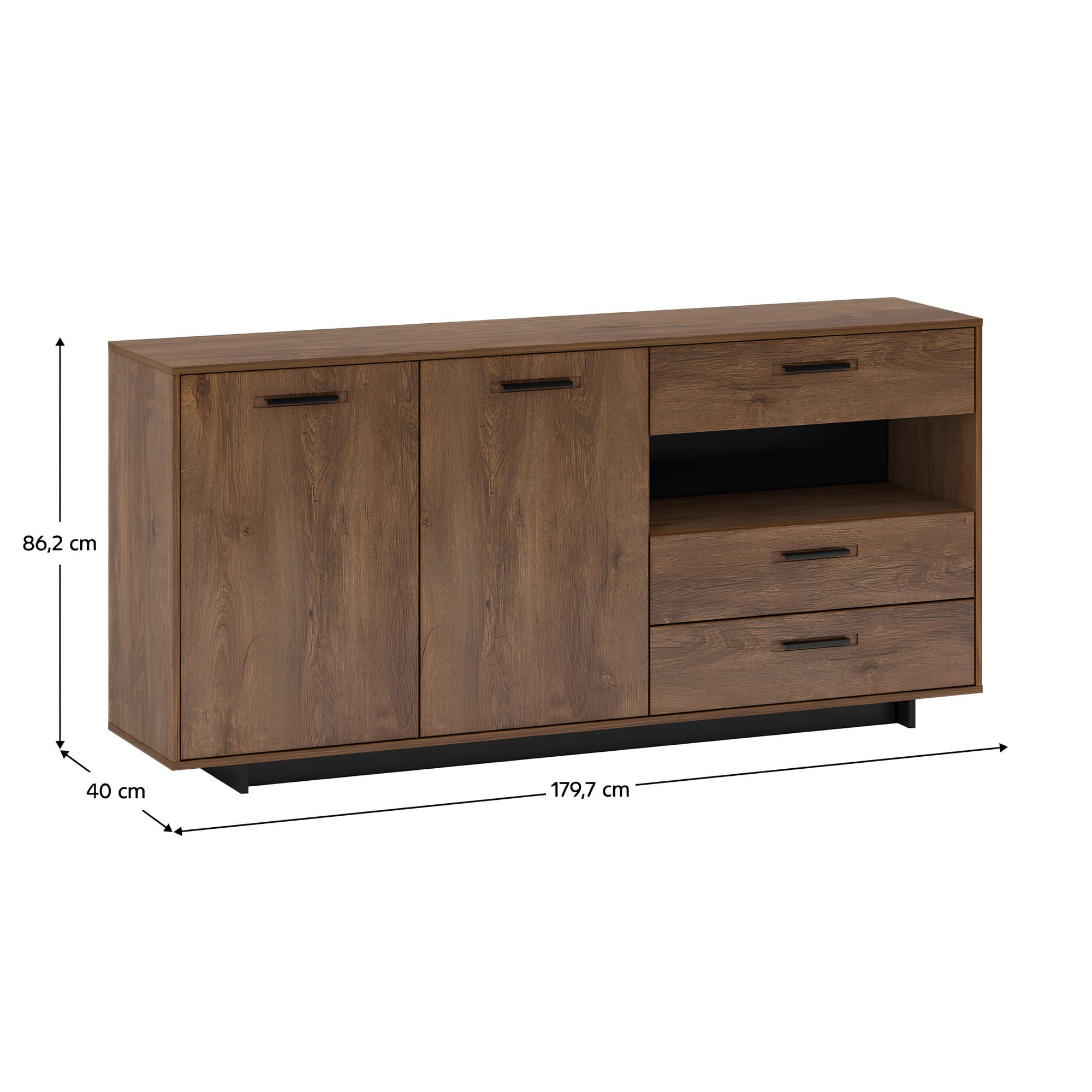 Comoda, stejar bolzano / negru, DELIS G — imaginea 3