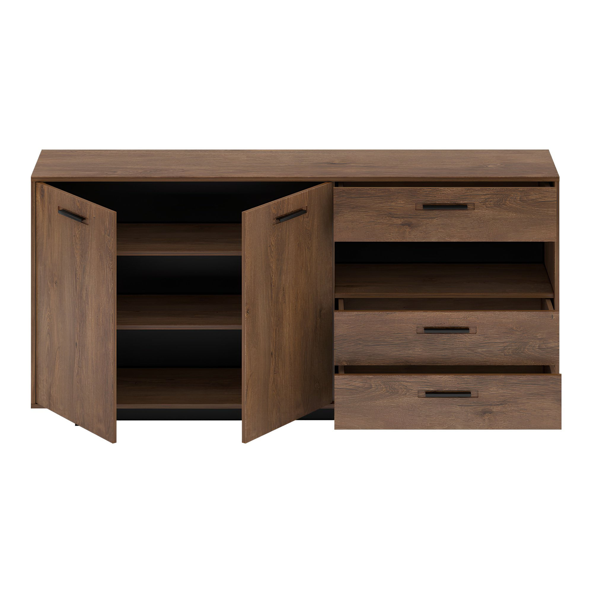 Comoda, stejar bolzano / negru, DELIS G — imaginea 4