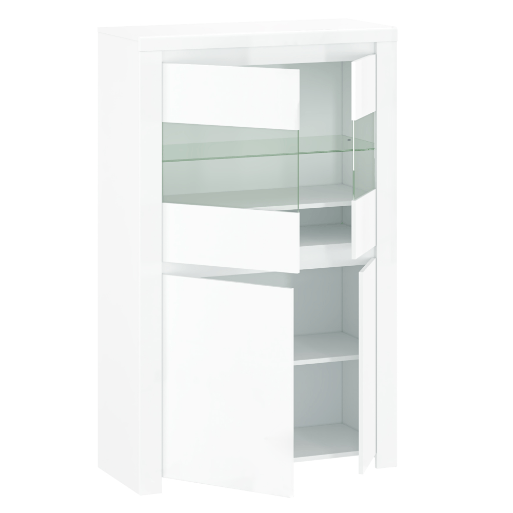 Vitrina 2D2W, alb lucios, LINDY — imaginea 3